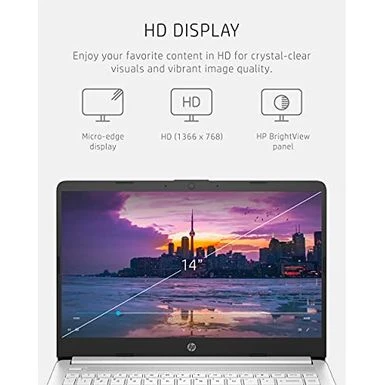 HP 14-dq0040nr 14" HD Notebook Computer, Intel Celeron N4020 1.1GHz, 4GB RAM, 64GB EMMC, Windows 10 Home S Mode, Free Upgrade To Windows 11, Snowflake White - Image 4