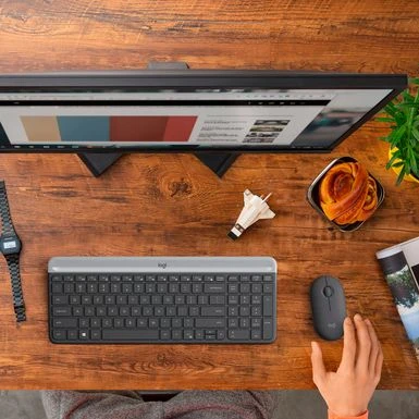 Logitech - MK470 Full-size Wireless Scissor Keyboard And Mouse Bundle For Windows With Quiet Clicks - Black/Gray - Image 11