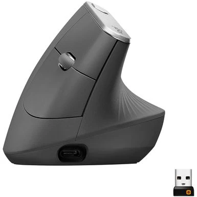 Logitech - MX Vertical Advanced Wireless Optical Ergonomic Mouse With USB And Bluetooth Connection - Graphite