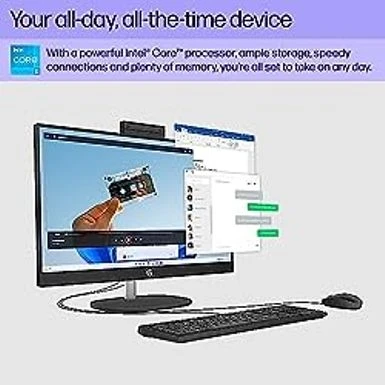 HP 23.8 Inch All-in-One Desktop PC, FHD Display, Intel Core I3-N300, 8 GB RAM, 256 GB SSD, Intel UHD Graphics, Windows 11 Home, 24-cr0030 (2023), Shell White - Image 3