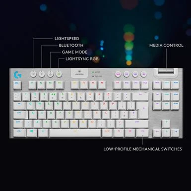 Logitech - G915 LIGHTSPEED TKL Wireless Mechanical GL Tactile Switch Gaming Keyboard With RGB Backlighting - White - Image 4