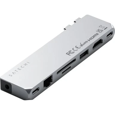 Satechi 8-In-1 Dual USB Type-C Pro Hub Max For Select Apple MacBook Pro & MacBook Air, Silver
