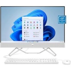 HP 24-cb0010 23.8" Full HD All-In-One Desktop Computer, Intel Celeron J4025 2GHz, 8GB RAM, 256GB SSD, Windows 11 Home, Starry White