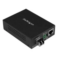 StarTech Compact Gigabit Ethernet Fiber Media Converter With RJ-45 To Fiber Optic LC Duplex Female Connectors, Brown