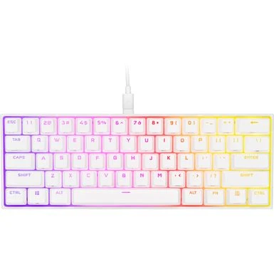 CORSAIR - K65 RGB Mini Wired 60% Mechanical Cherry MX SPEED Linear Switch Gaming Keyboard With PBT Double-Shot Keycaps - White